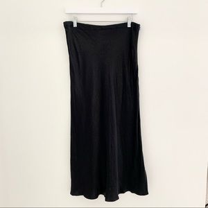 Satin Effect Black Midi Skirt